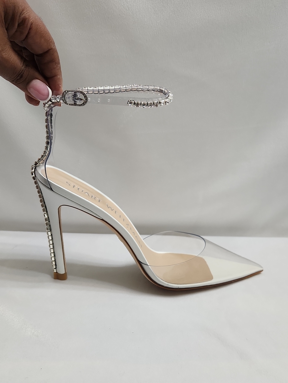 Stuart Weitzman Glam 100 Strap Pumps Crystal Embelleshed Pump (Size 7.5)
